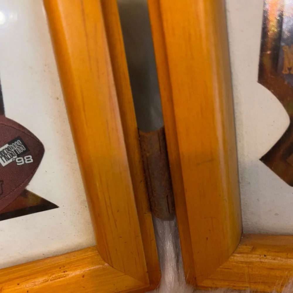 Wooden Triple Photo Frame with Sports Memorabilia (Peyton Manning)